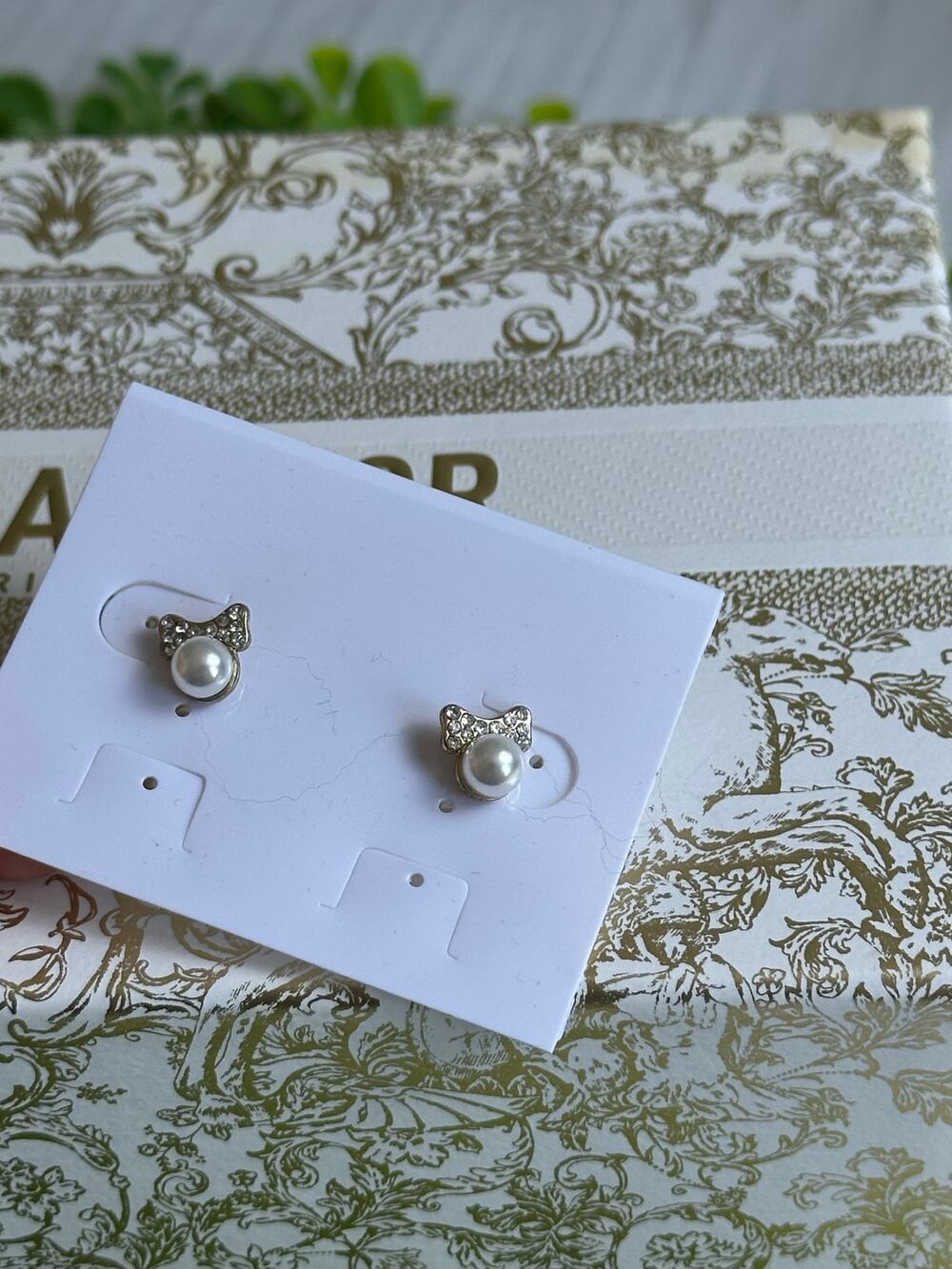 BOGO FREE PEARL CRYSTAL BOW STUD EARRINGS